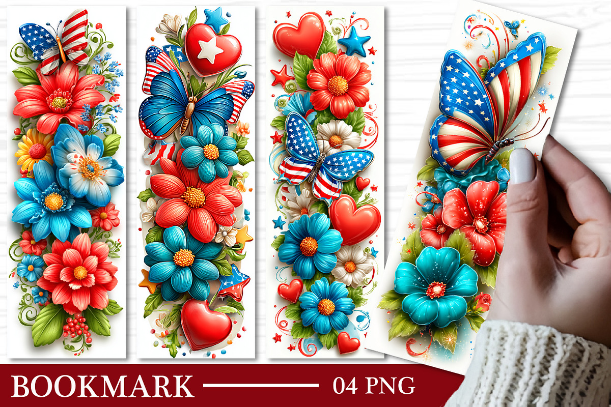 Patriotic Butterfly Bookmark Patriot, an Illustration by GatewayDesign (Photo 3 of 3)