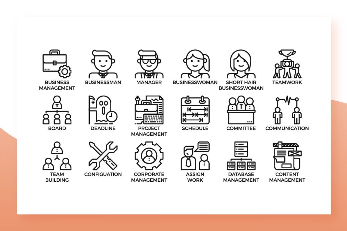 Business Management Icons, an Outline Icon by Becris (Photo 3 of 3)