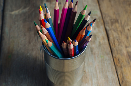 Colored pencils on wood containing pencil, color, and school
