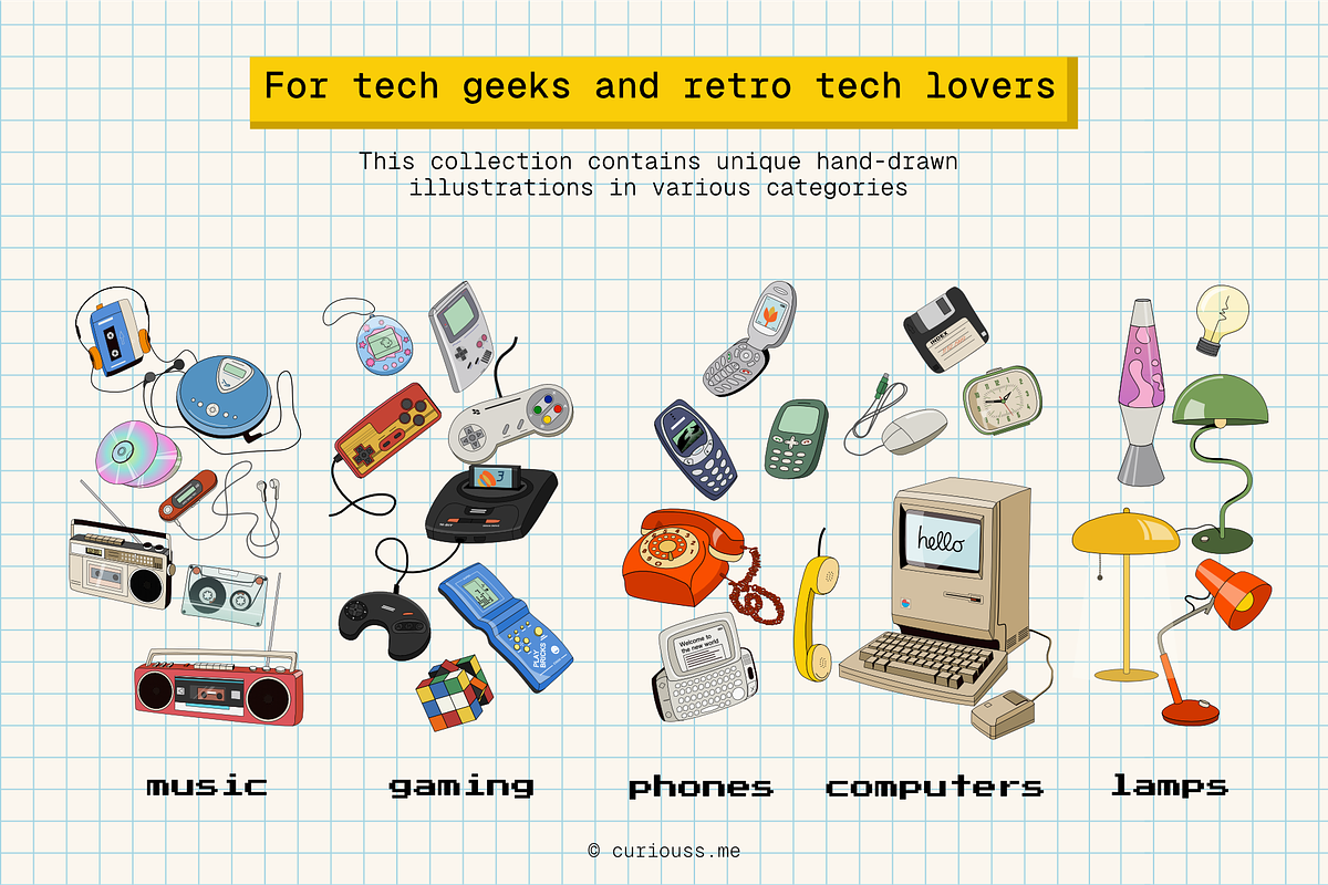 Nostalgic Tech Clipart - 90s-Y2K, a Decorative Illustration by Curiouss (Photo 4 of 9)