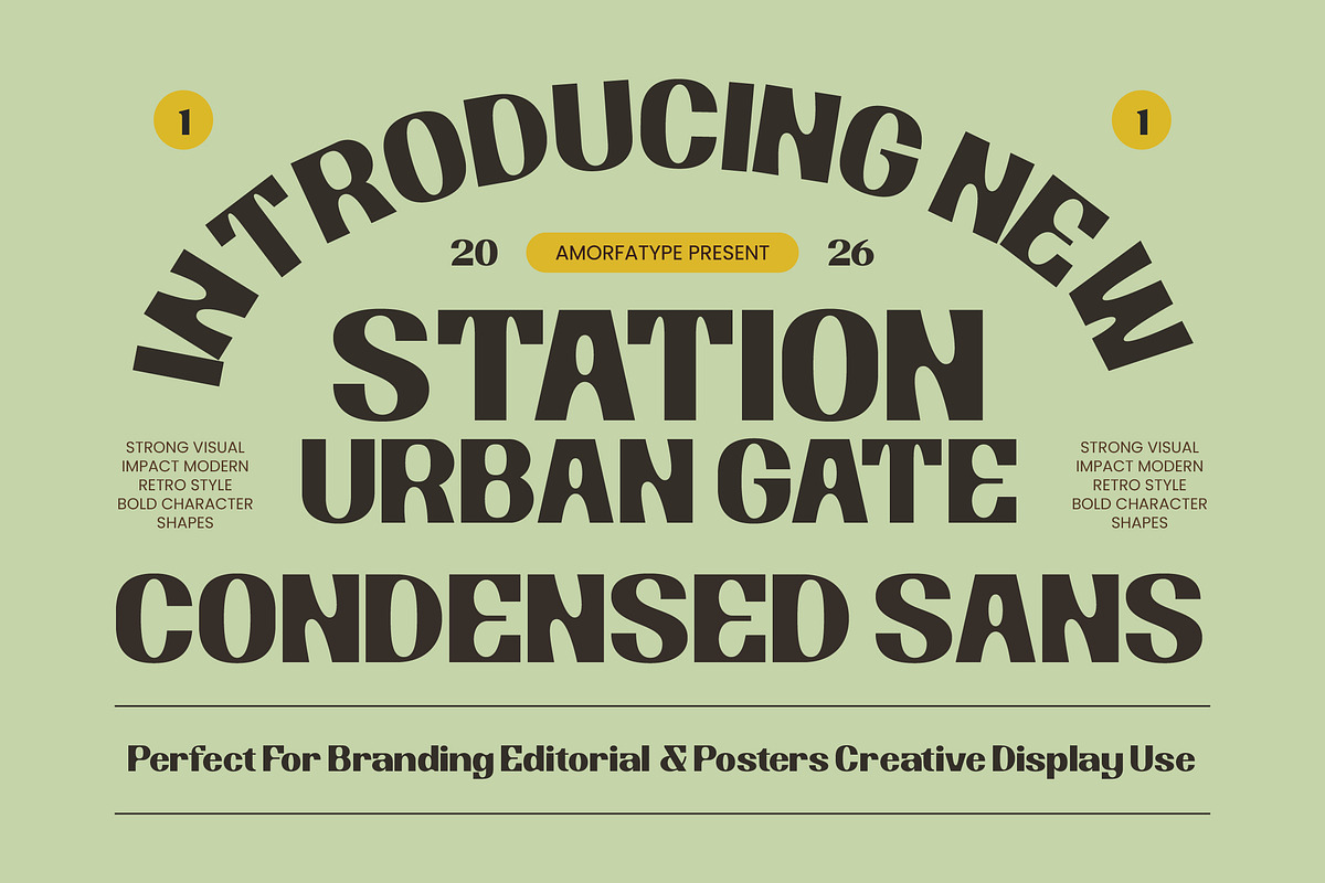 Station Urban Gate Condensed Sans, a Sans Serif Font by AmorfaType (Photo 1 of 8)