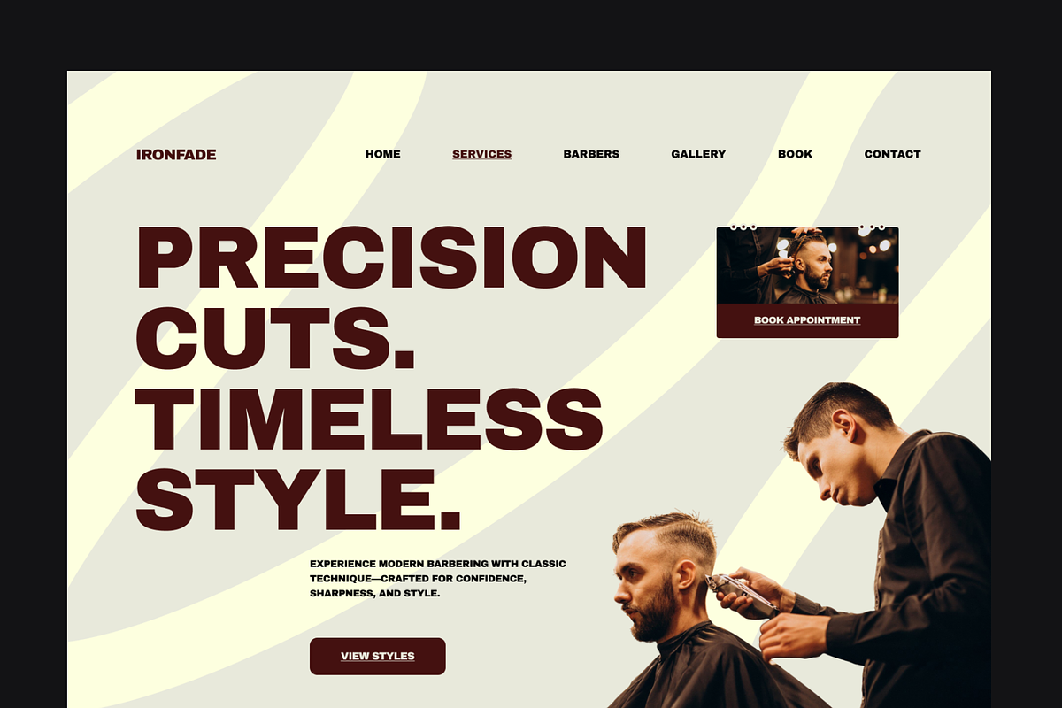 Figma Barbershop Landing Page, a Landing Page Template by Musara (Photo 3 of 6)