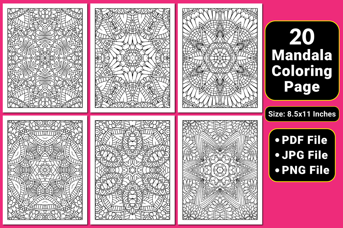 Floral Mandala Coloring Pages, a Pattern Graphic by mirajeee (Photo 1 of 4)