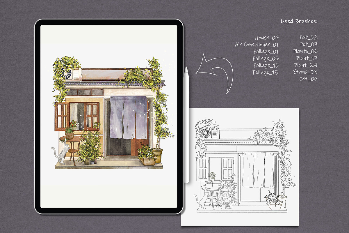 Photoshop Sketch Japanese Houses, a Brush Add-On by MISTstudioDesign (Photo 4 of 10)