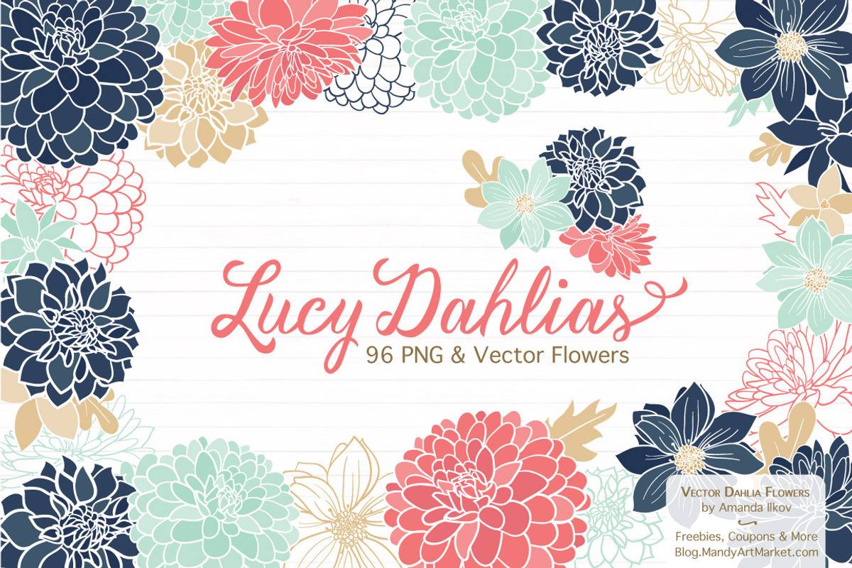 Modern Dahlia Clipart & Vectors, an Illustration by Amanda Ilkov (Photo 1 of 4)