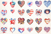 watercolor Hart 4th of july, an Illustration by DreamCafeArt (Thumbnail 2 of 5)