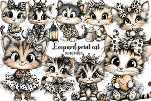 Leopard print cat clipart, an Illustration by DreamArtGraphic