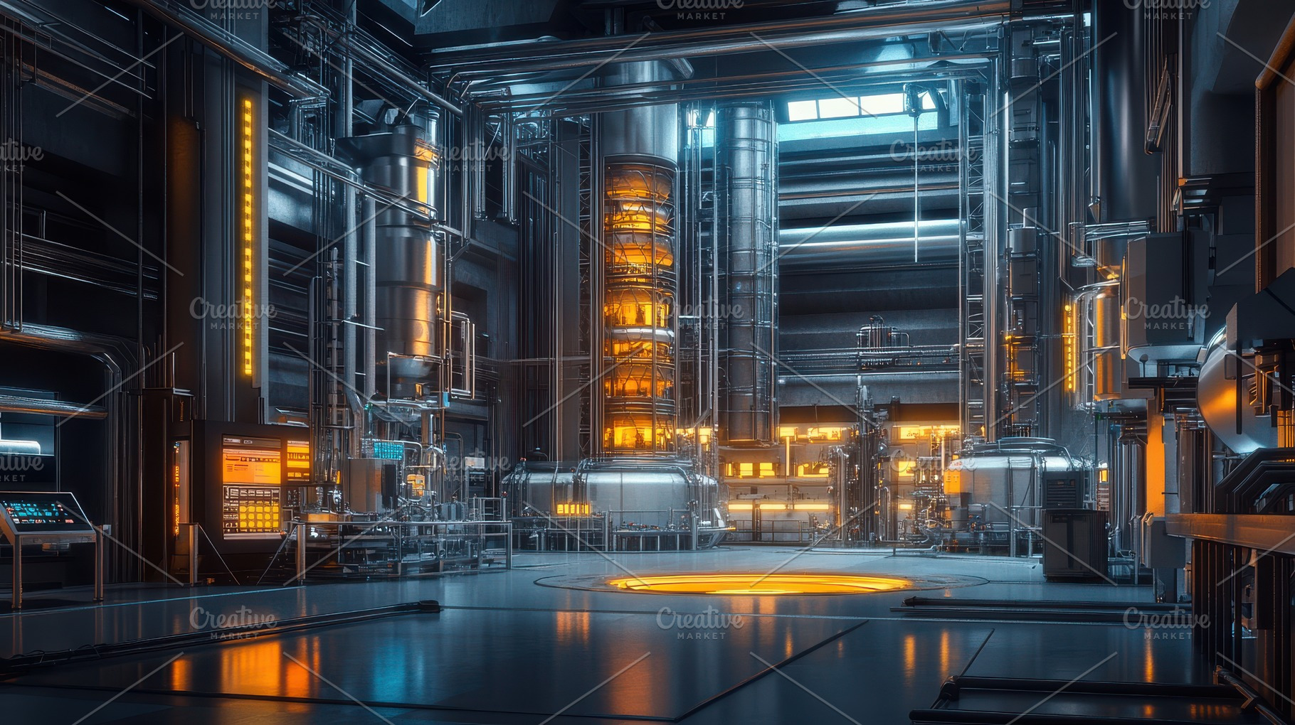 Industrial interior with complex pip, a Holiday Photo by Pixeness Studio