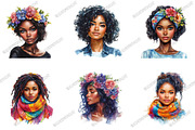 Watercolor Black Women Clip Art, an Illustration by designcity5 (Thumbnail 3 of 5)