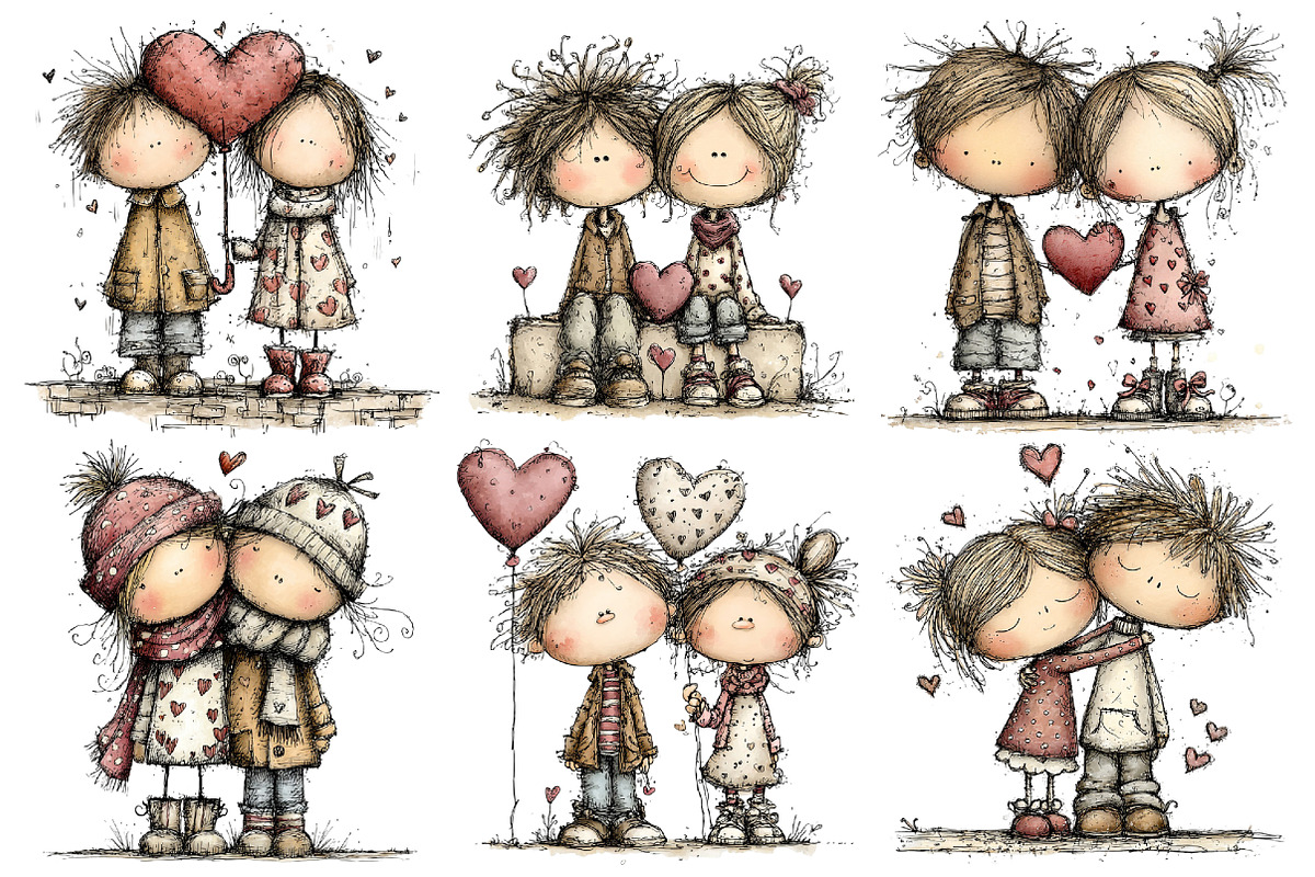 Valentine's Day Lovers Clipart, an Illustration by Pixels.Craft (Photo 3 of 5)