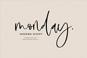 Monday Script, a Script Font by Flawless And Co (Thumbnail 1 of 8)