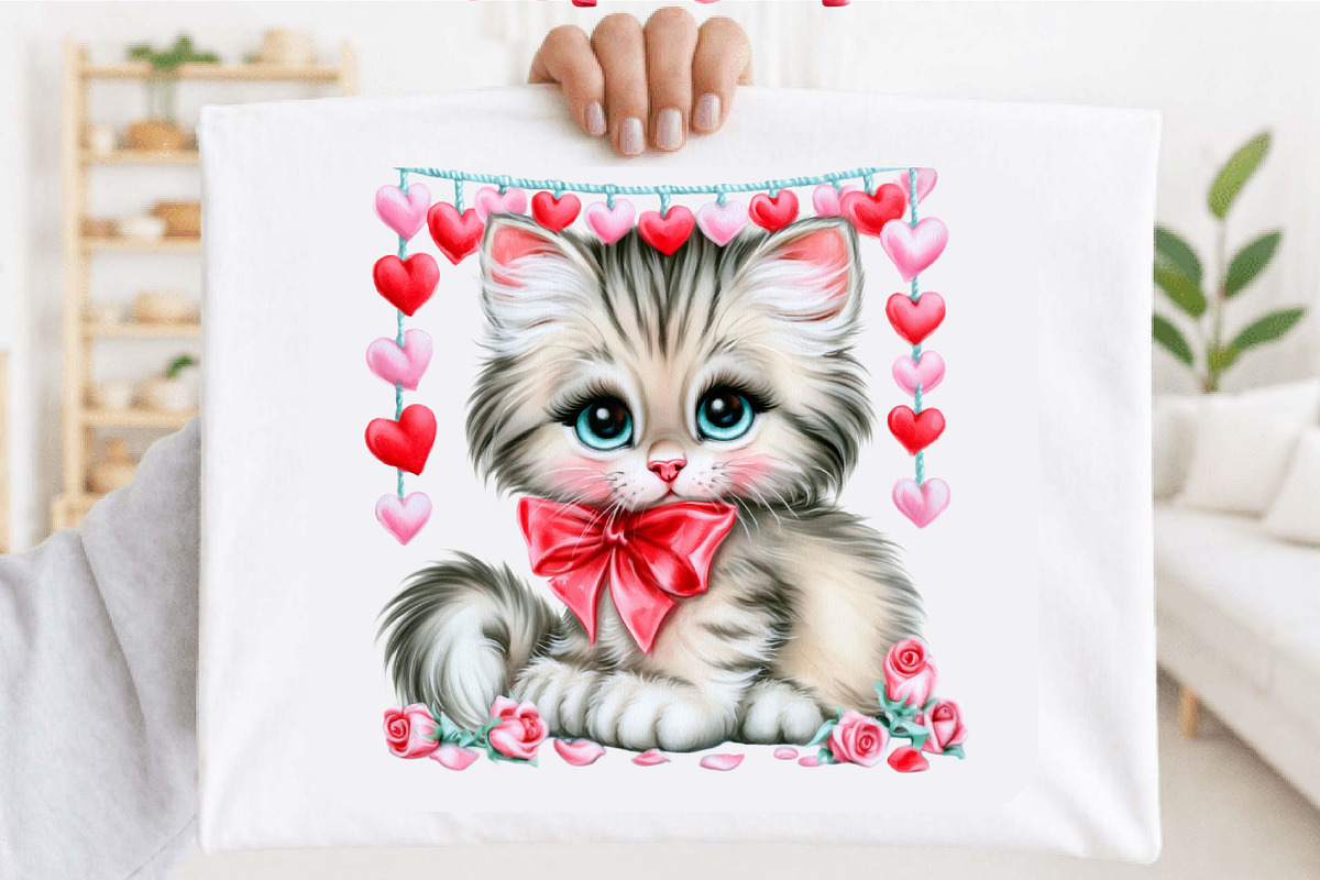 Valentine Cat Clipart PNG Bundle, a Seasonal Illustration by SVGArt (Photo 4 of 5)