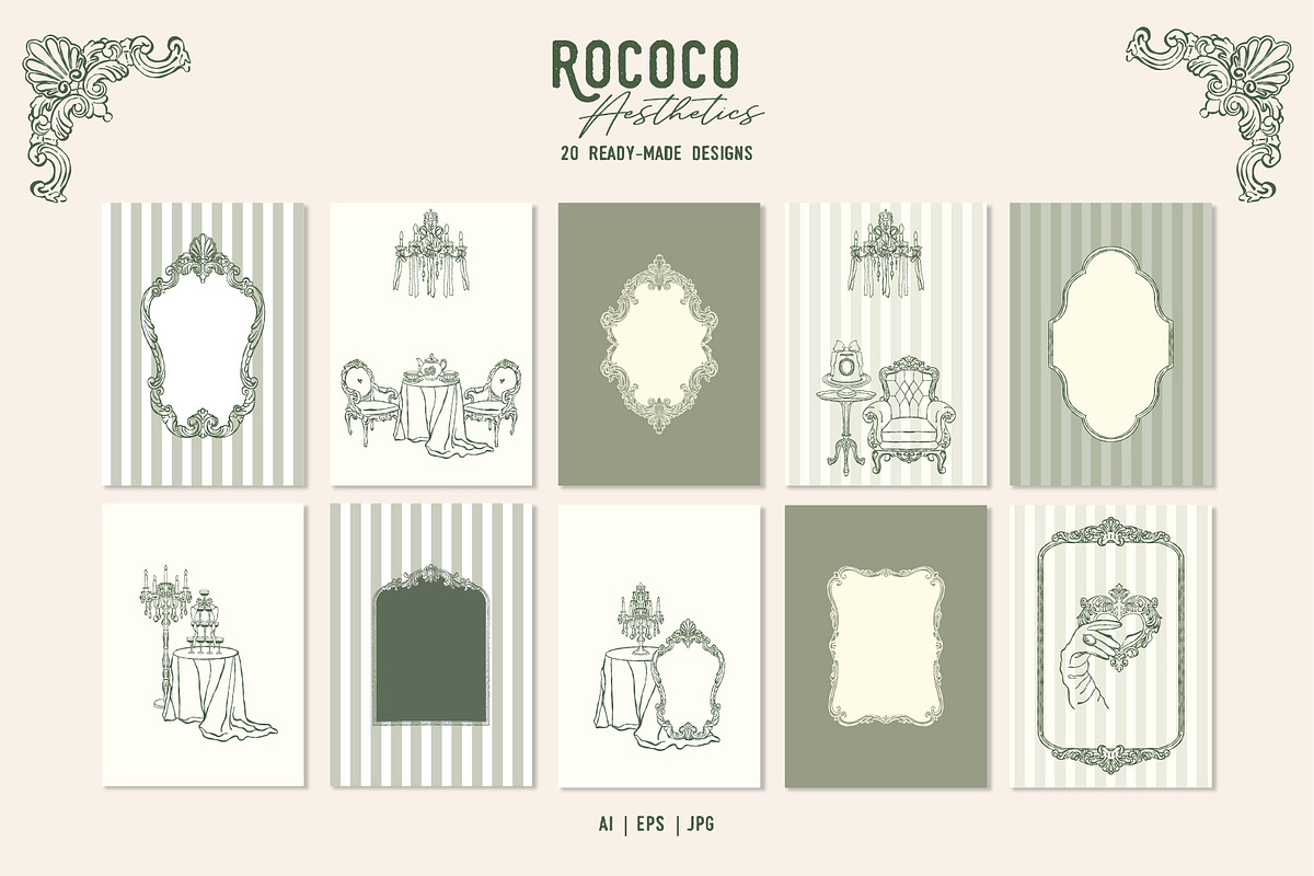 Rococo Aesthetics Vintage Vector Set, an Object Illustration by VerAna (Photo 5 of 17)