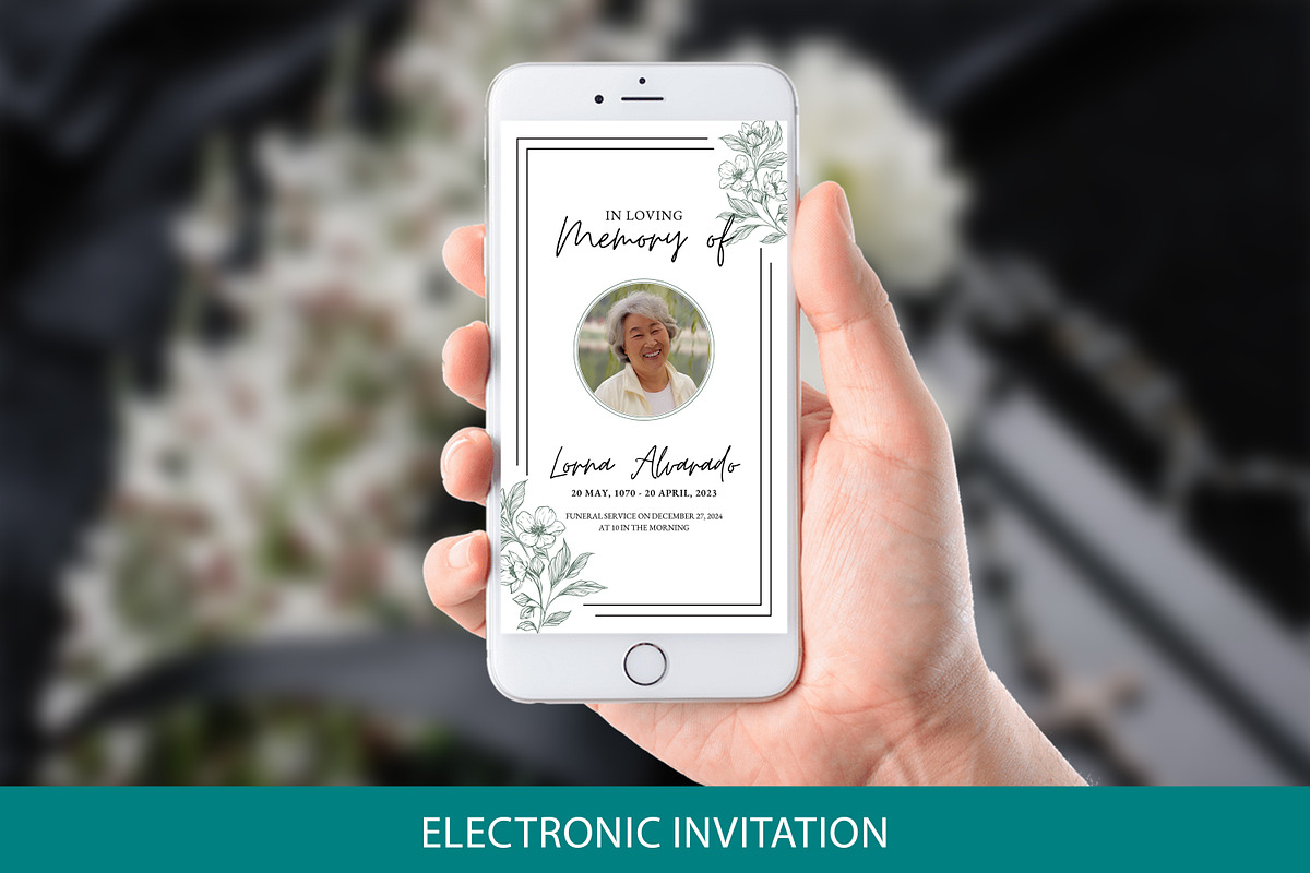 Minimalist Floral Funeral Invitation, an Invitation Template by SmmrDesign (Photo 3 of 8)