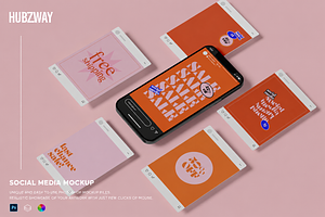 Smartphone with Screen Set Mockup, an Android Mockup by Hubzway