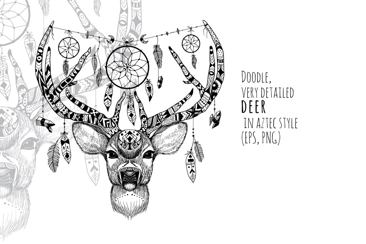 Textured deer in aztec style, a Texture Illustration by AnastasiaFears (Photo 1 of 2)