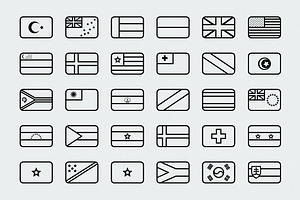 Outline rounded world flags