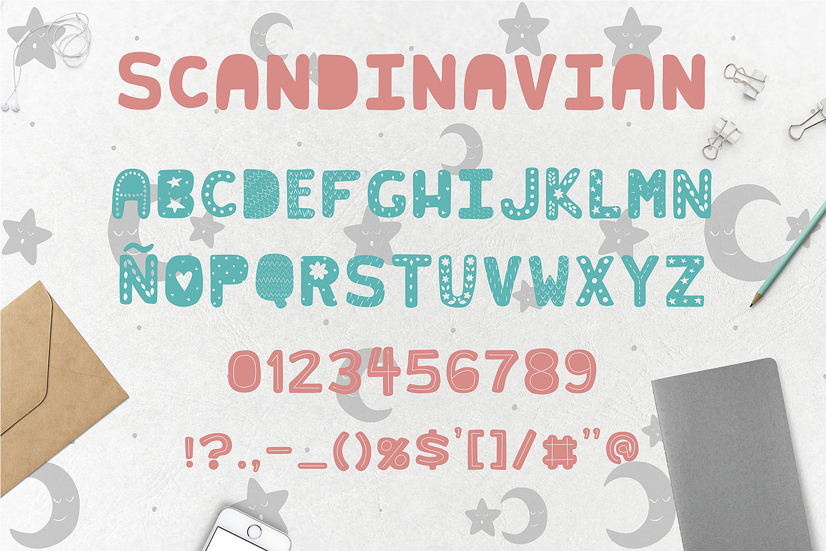 Bear cub Scandinavian kids font+MORE preview 2