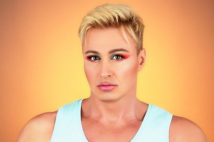 Beauty Fashion man guy with Bright Makeup, lgbtq