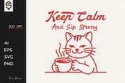 Cute Cat Coffee Lover T-shirt Design, an Animal Illustration by shaondesigns (Thumbnail 1 of 4)