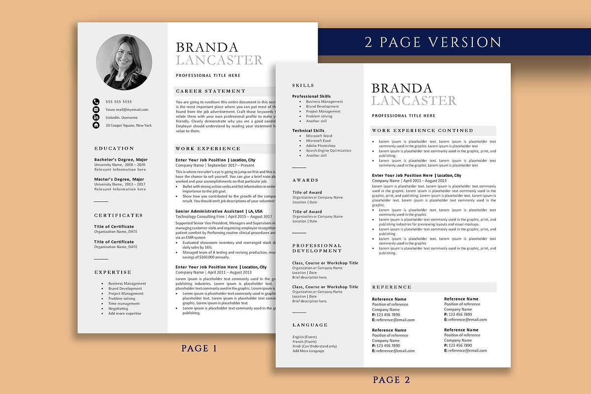 Clean Professional Resume Template, a Resume Template by VictoriousVita (Photo 3 of 8)
