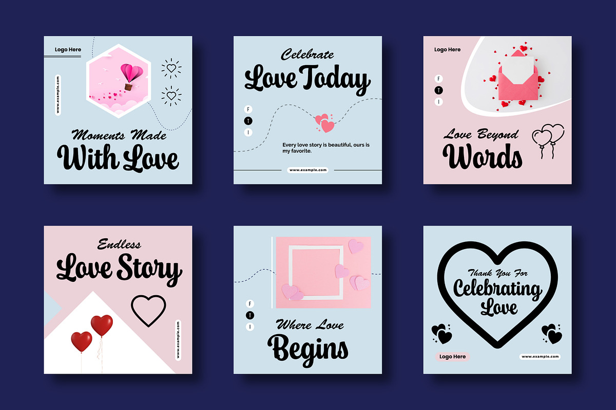Valentine Social Media Post Template, a Social Media Template by MightyDesign (Photo 2 of 8)