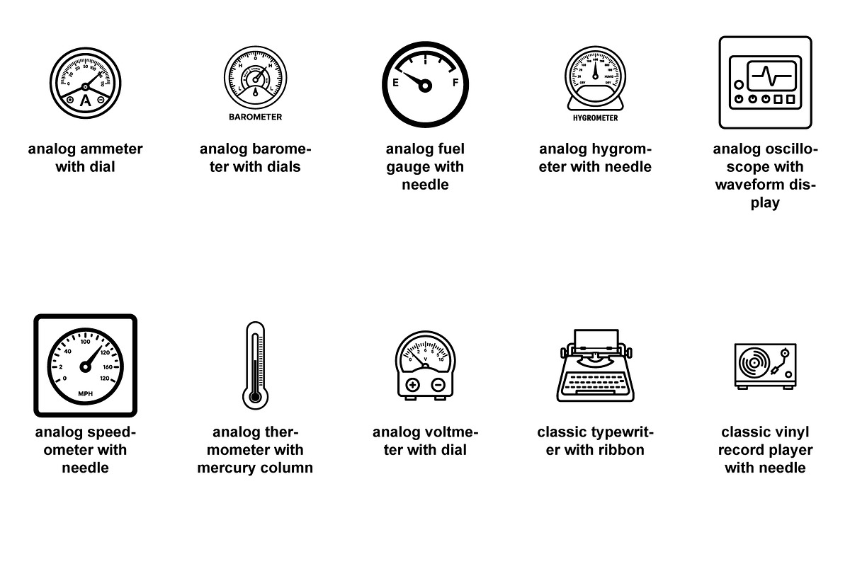 Retro & modern equipment Icon Set, an Outline Icon by Nurlan's shop (Photo 2 of 4)