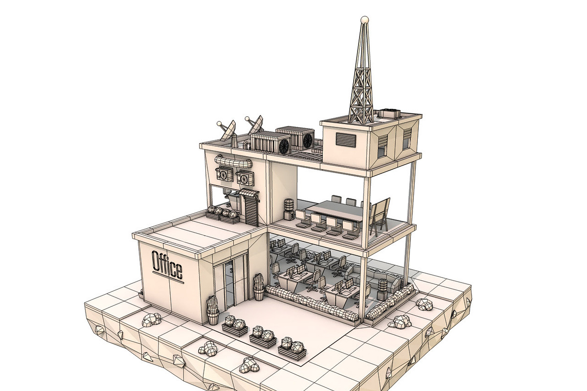 Cartoon Office Low Poly 3D Model, an Architecture 3D Model by Low Poly Lab (Photo 2 of 8)
