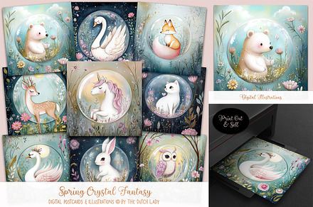 Spring Crystal Fantasy Postcards