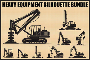 Heavy Equipment Silhouette Set, an Illustration by Designer_Momina