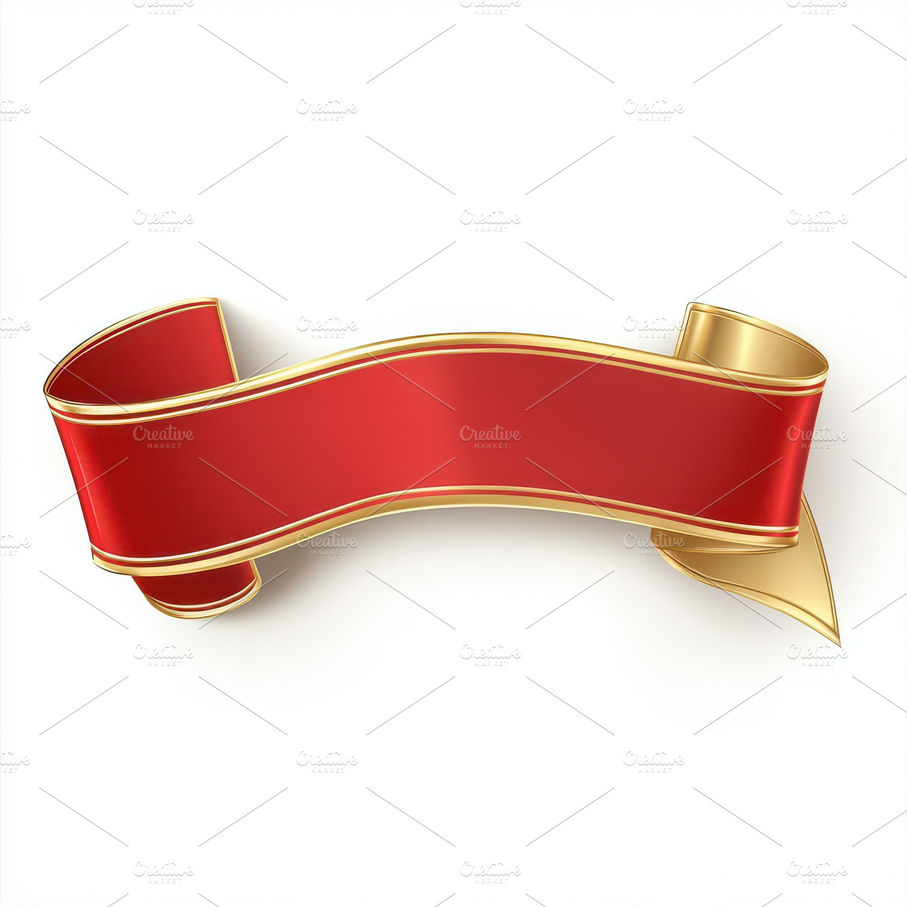 Red and gold ribbon banner elegant d, an Abstract Photo by Pixeness Studio