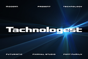 Tachnologest – Modern Tech Font, a Sans Serif Font by Fikryal Studio (Thumbnail 1 of 11)