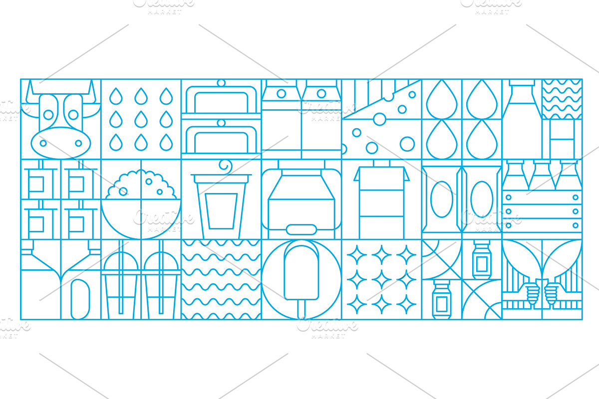 Milk and dairy products, a Food Illustration by Vector Tradition