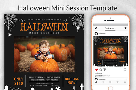 Halloween Mini Session Template, a Card Template by Designscozy
