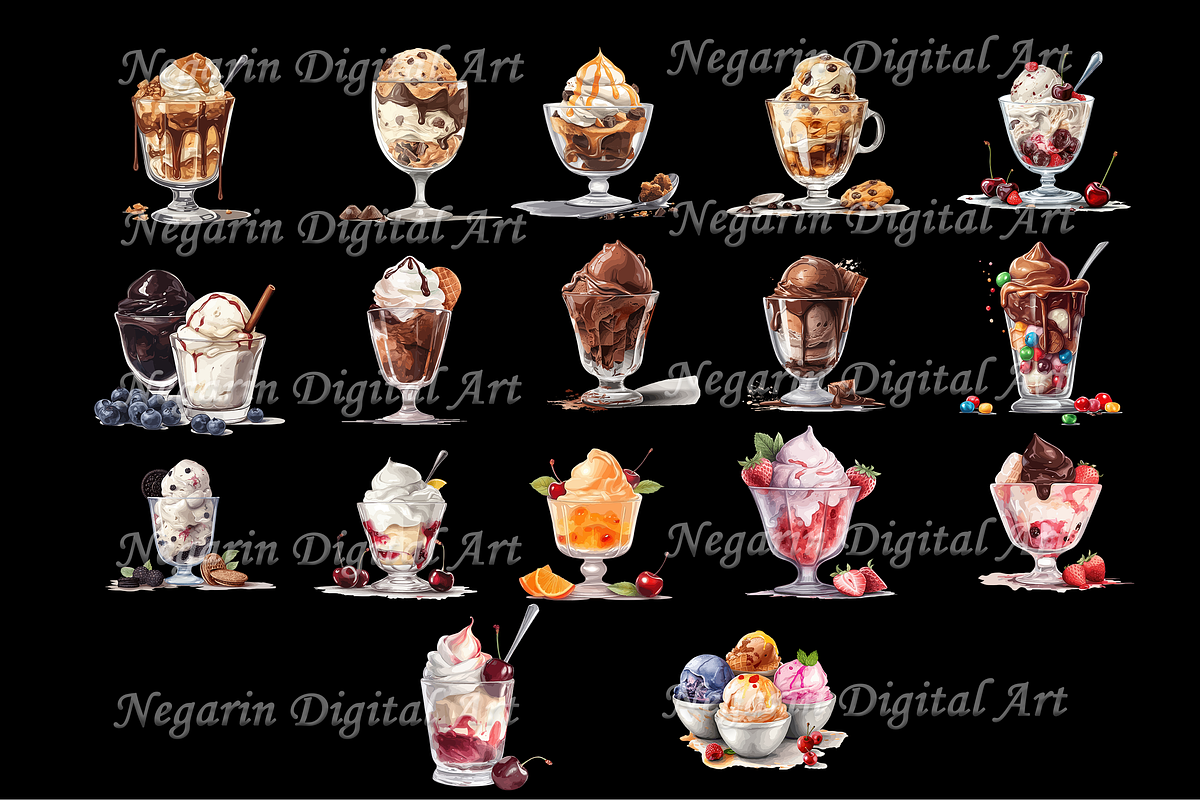Delicious Watercolor Ice Cream, an Object Graphic by Negarin Digital Art (Photo 4 of 9)