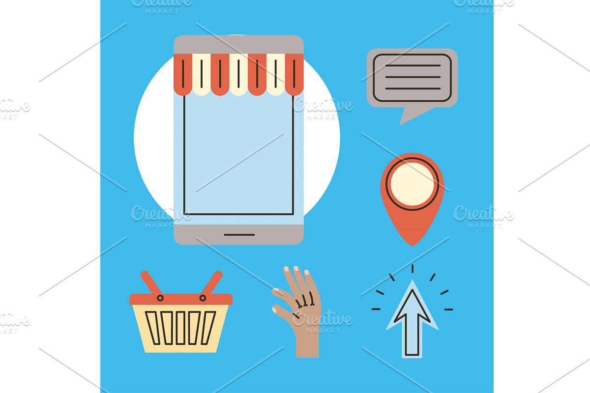 six order online icons, an Object Illustration by studiogstock