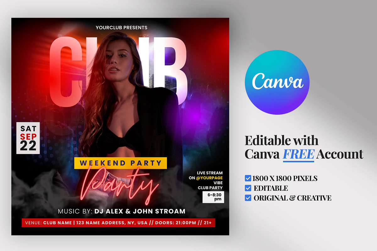 5 Modern Canva Event Instagram Flyer, a Social Media Template by PixelsDesign (Photo 3 of 7)