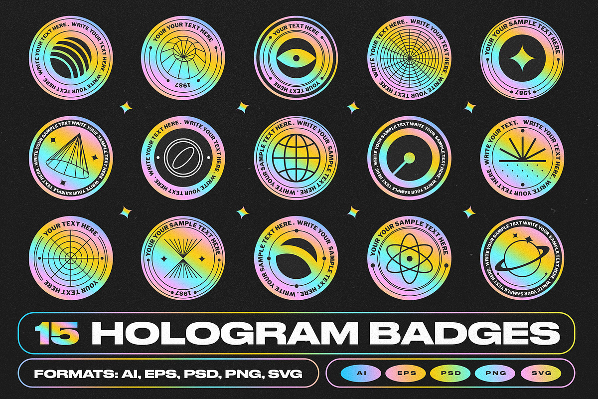 15 Hologram Badges, an Object Graphic by Parisa-Artstudio (Photo 1 of 3)