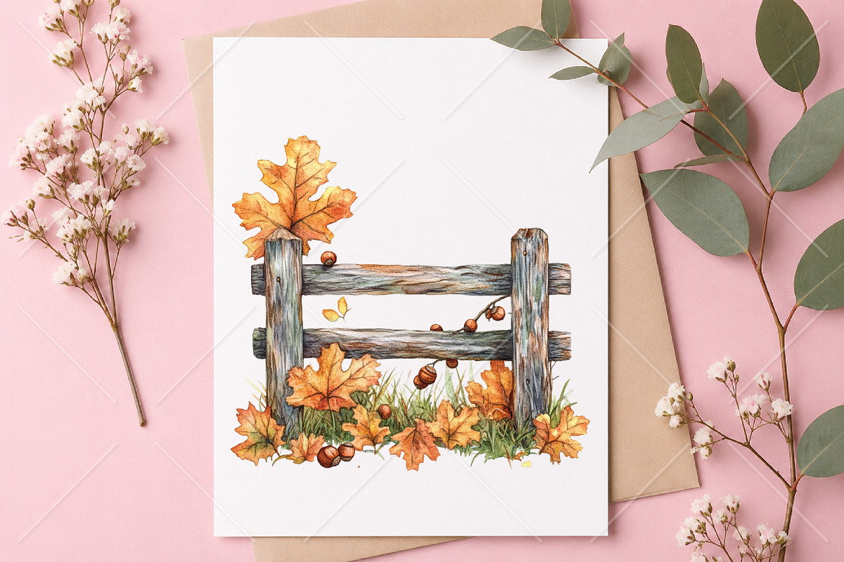 Whimsical Autumn Fence Clipart, a Seasonal Illustration by Canvas Craft (Photo 10 of 10)
