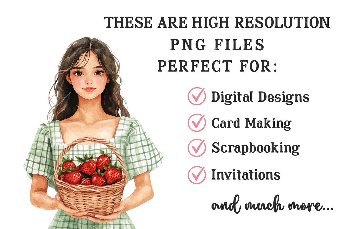 Strawberry Spring Gingham Clipart, an Illustration by OK Design (Photo 6 of 6)