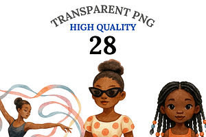 28 Black Woman Clipart, a Decorative Illustration by Pati Charm Studio