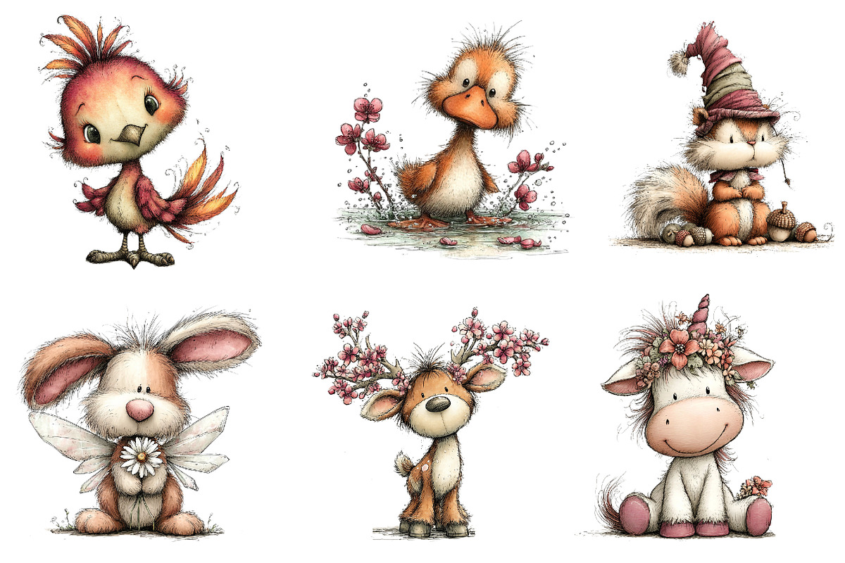 Magical springtime animals clipart, an Illustration by CreationArt (Photo 6 of 6)