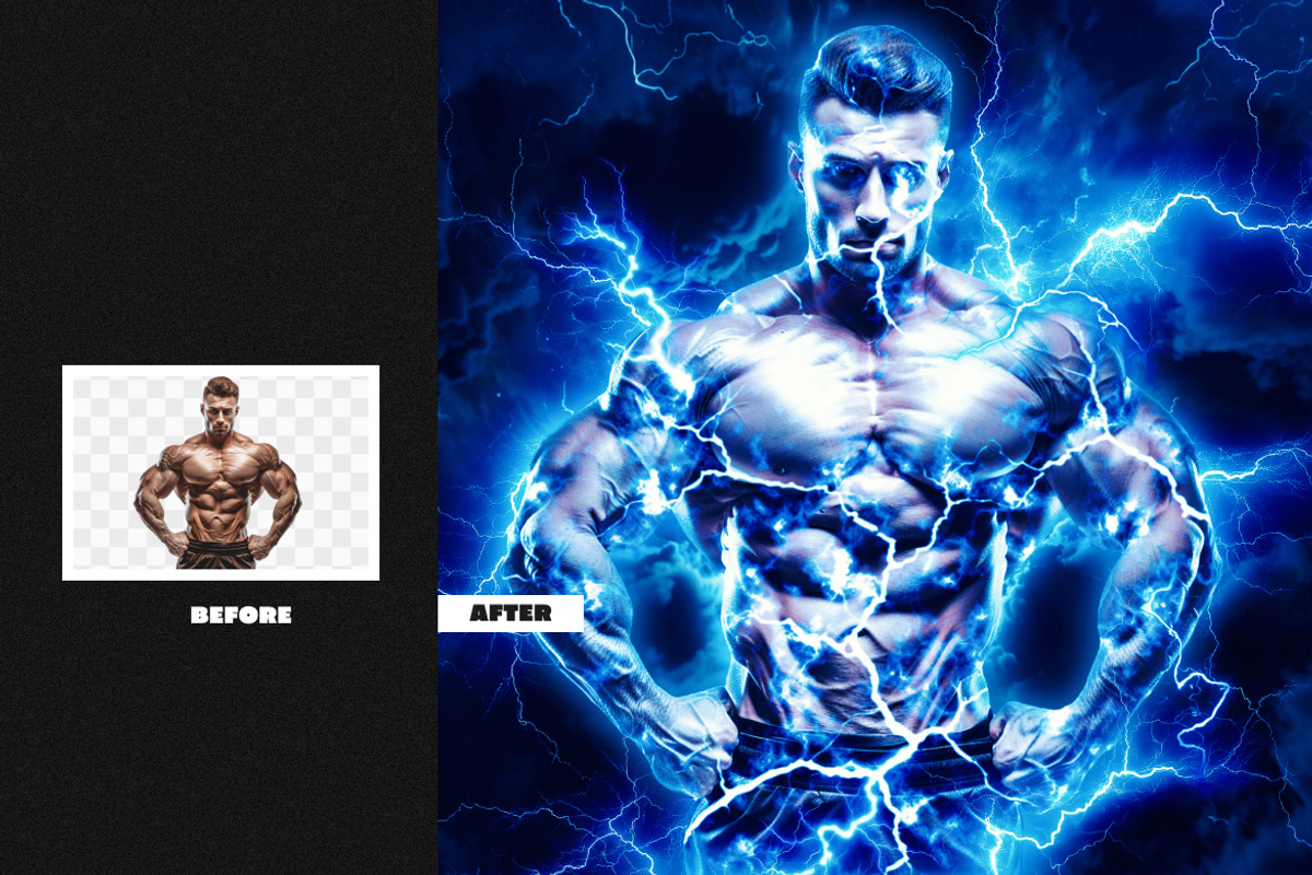 Lightning Square,Poster Photo Effect, a Layer Style Add-On by dokudokunomi