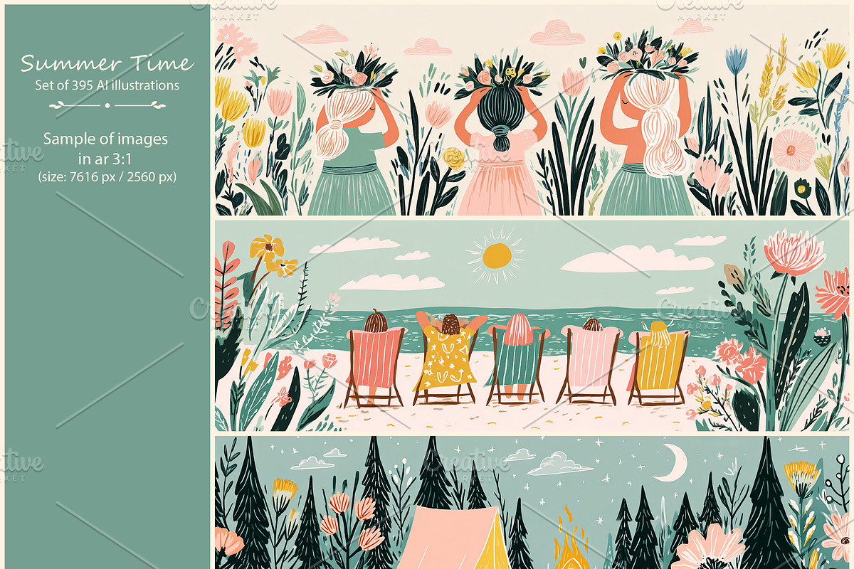 Summer- 395 AI illustrations, a Seasonal Illustration by Pundateam (Photo 4 of 9)