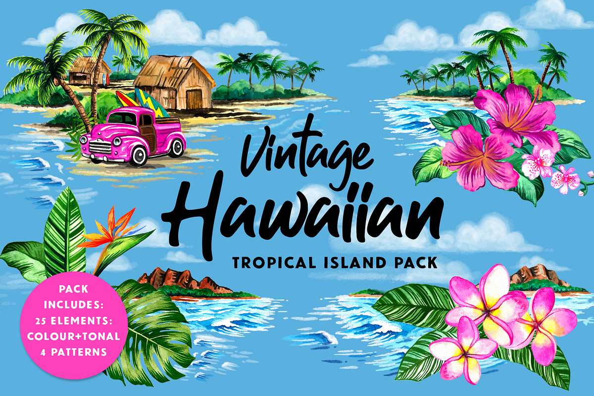 Vintage Hawaiian Illustration Pack, an Illustration by Lindy_doodle (Photo 8 of 8)