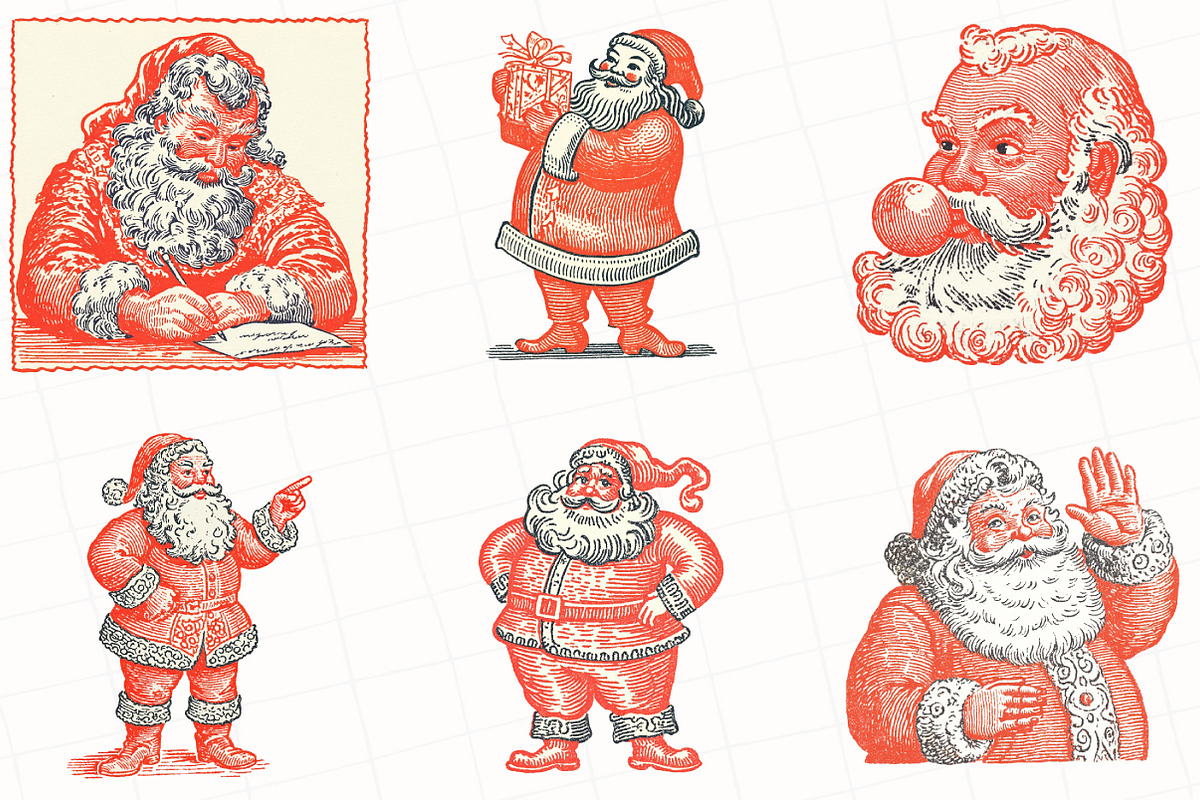 Hand-Drawn Santa Christmas Clipart, an Illustration by OK Design (Photo 2 of 5)
