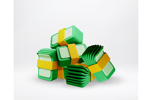 3D Pile of stylized green money, a Finance Illustration by Abscent
