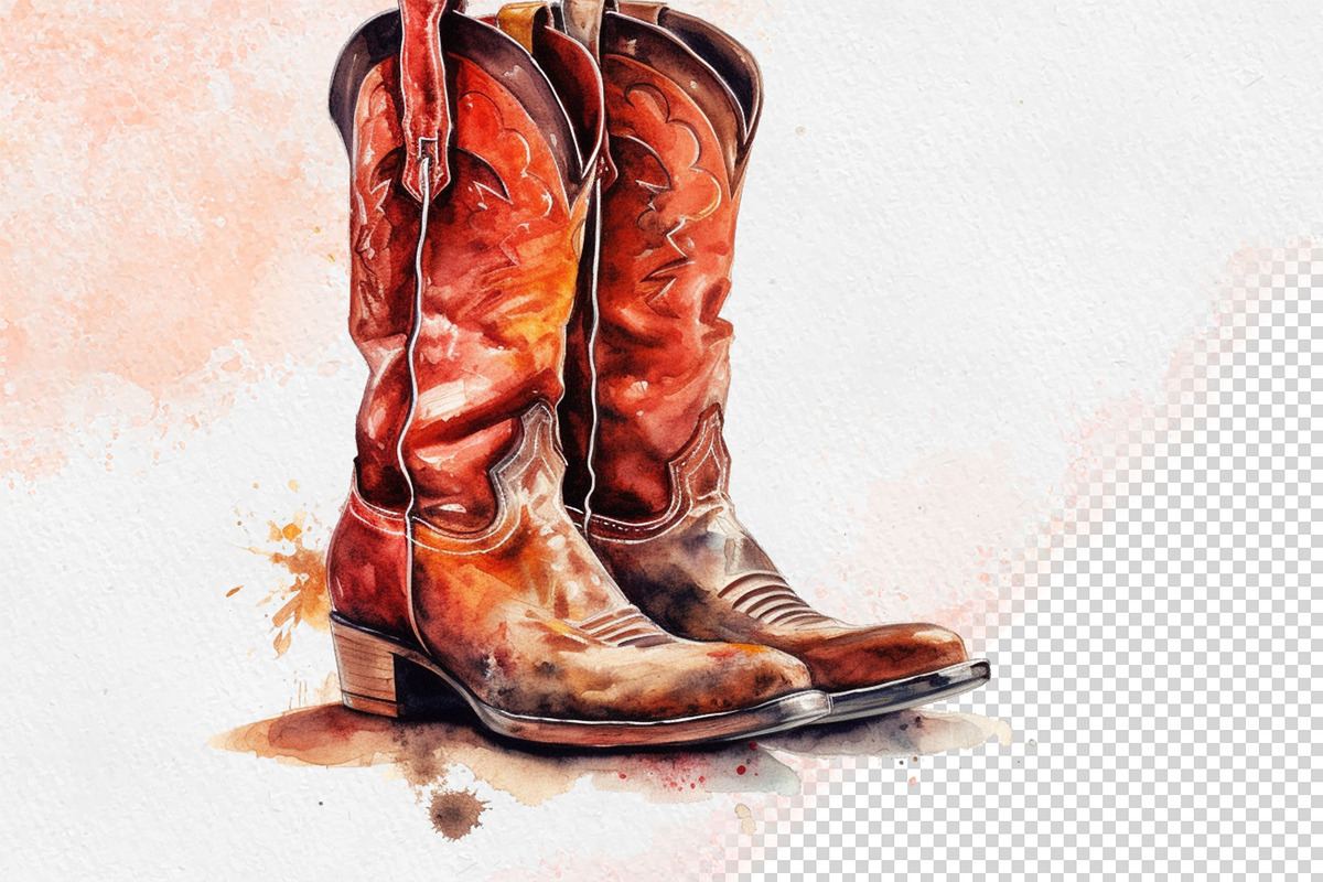 Western Flowers Boots Watercolor PNG, an Object Illustration by iloveTemplate (Photo 11 of 14)