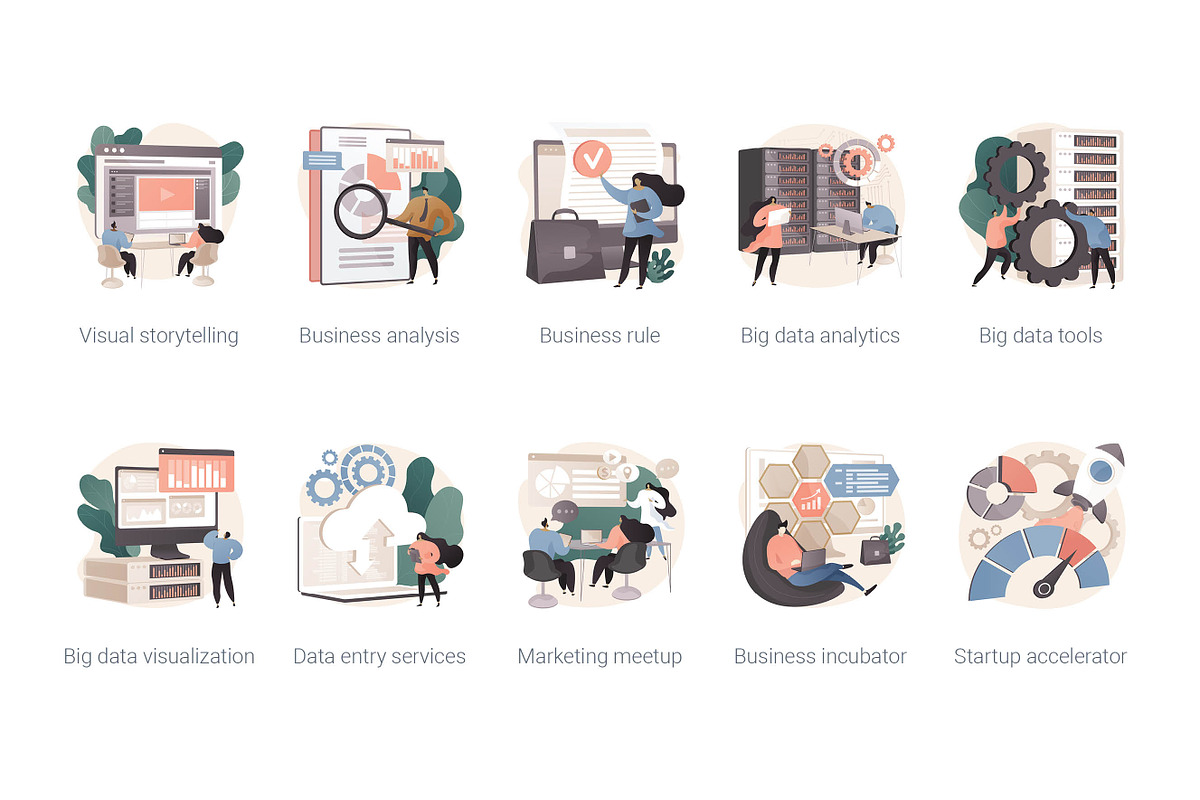 100 IT business vector illustrations, a Templates & Theme by Visual Generation (Photo 11 of 13)
