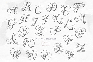 Fancy Script Monogram Letter SVG 021